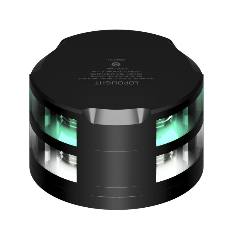 Lopolight 2nm 360 Degree White + Green Black with FB Base | SendIt Sailing