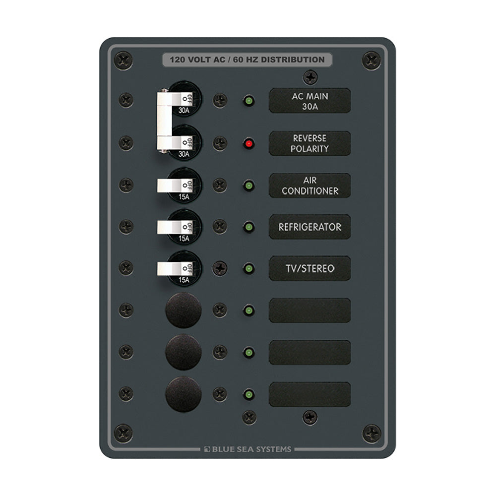 Blue Sea 8027 AC Main +6 Position Breaker Panel - White Switches | SendIt Sailing
