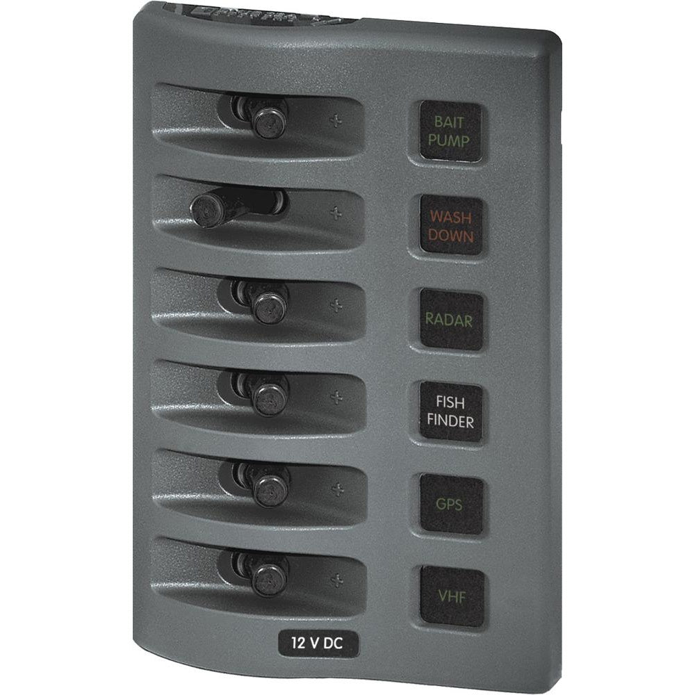 Blue Sea 4306 WeatherDeck Water Resistant Fuse Panel - 6 Position - Grey | SendIt Sailing