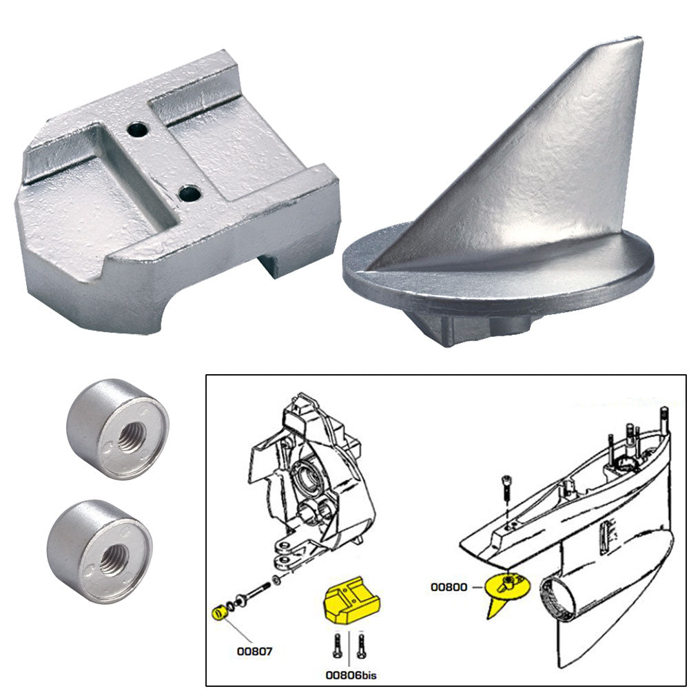 Tecnoseal Anode Kit with Hardware - Mercury Alpha 1 Gen 1 - Zinc | SendIt Sailing