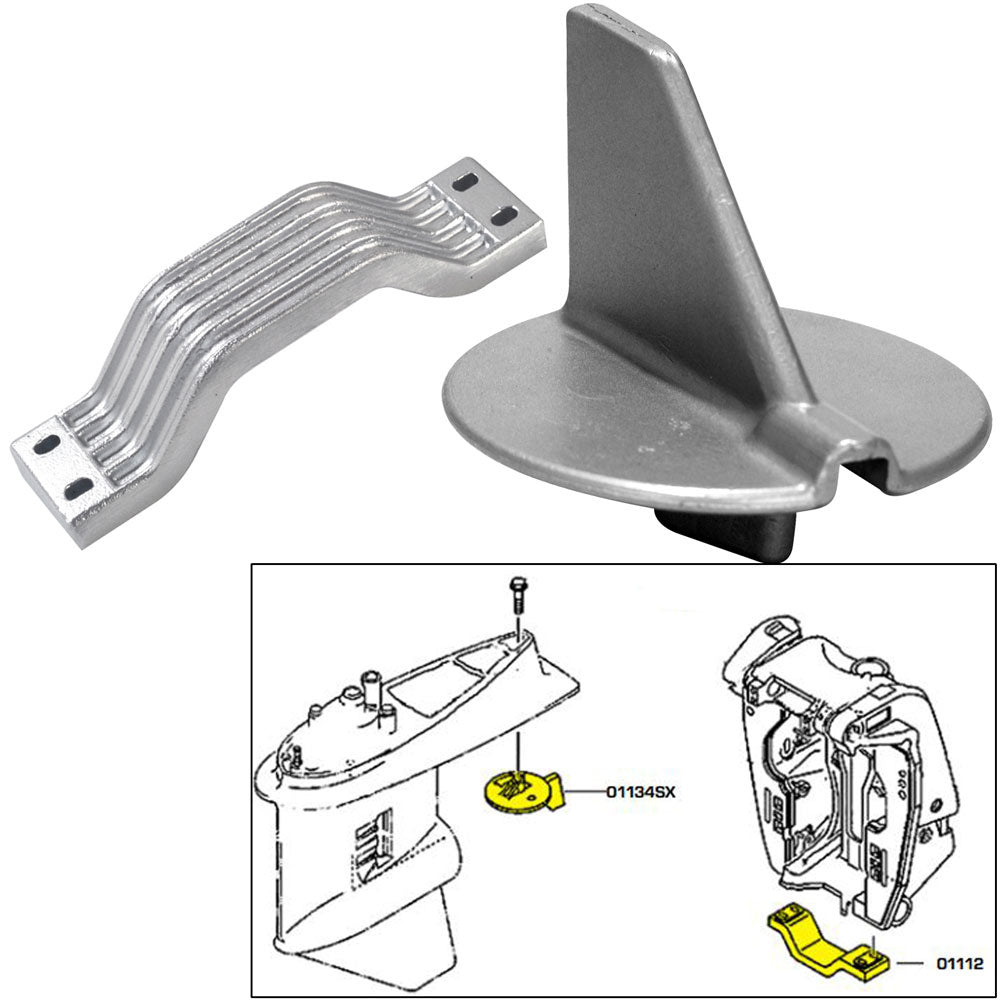 Tecnoseal Anode Kit with Hardware - Yamaha 150-200HP Left Hand Rotation - Aluminum | SendIt Sailing