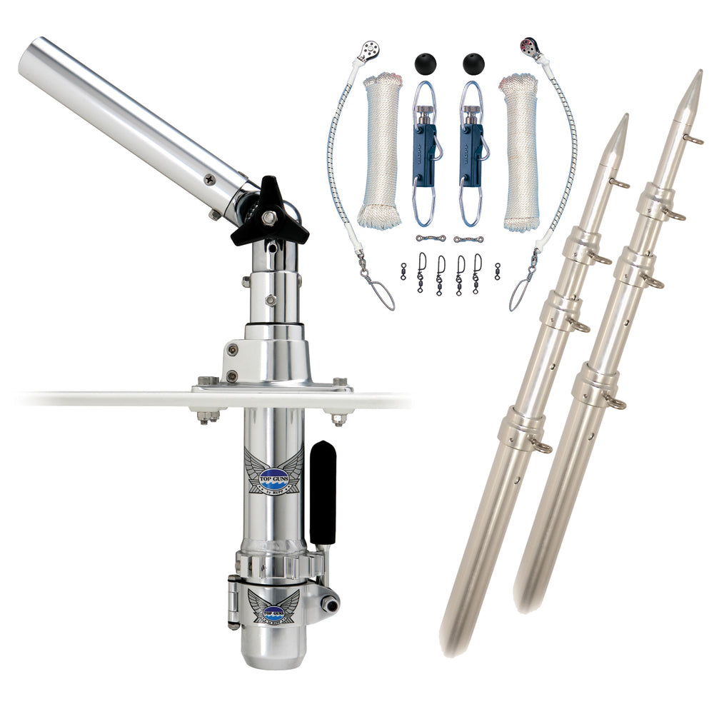 Rupp Classic Top Gun Outrigger Kit with 15ft Poles & Complete Single Line Rigging Kit with Klickers Release Clips | SendIt Sailing