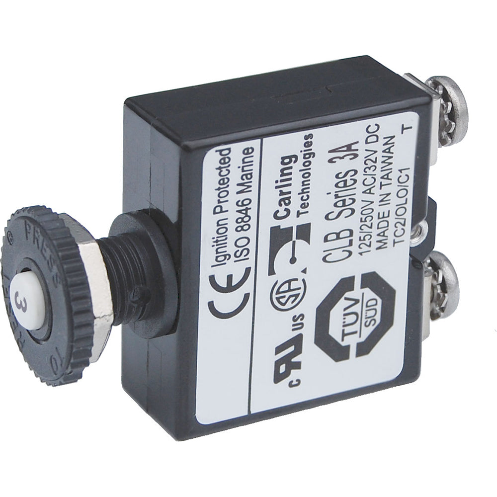 Blue Sea Push Button Reset Only Screw Terminal Circuit Breaker - 3 Amps | SendIt Sailing
