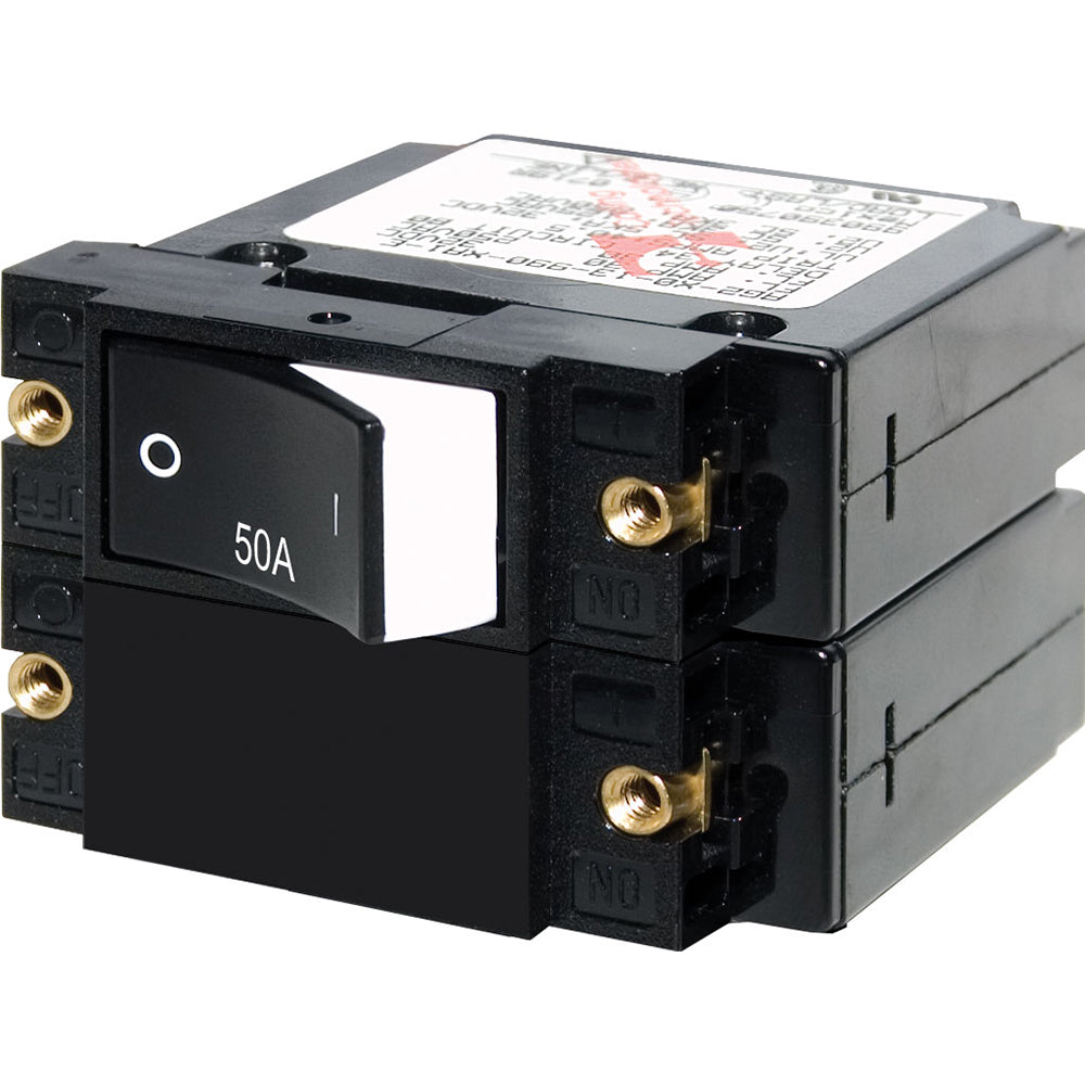 Blue Sea 7577 A-Series Raised Rocker Circuit Breaker - Double Pole - 50A | SendIt Sailing