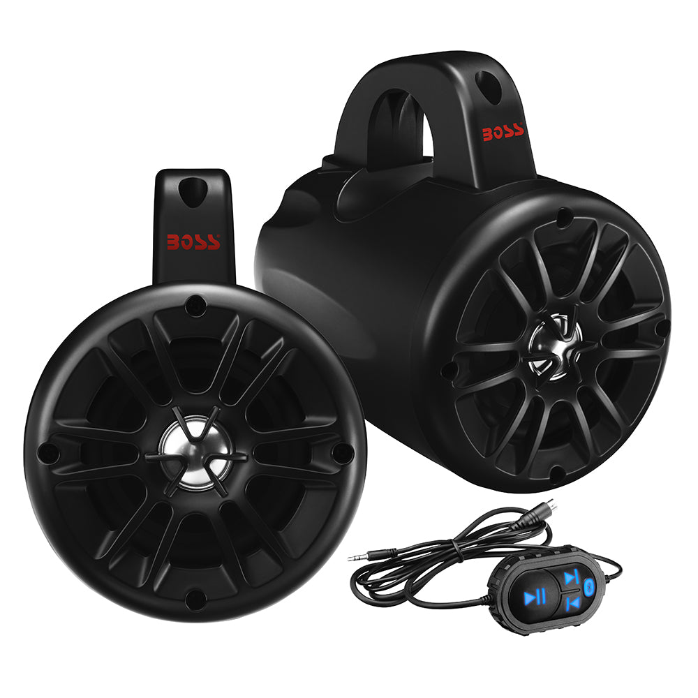 Boss Audio 4in BM40AMPBT Amplified Waketower Speakers - Matte Black - 500W | SendIt Sailing