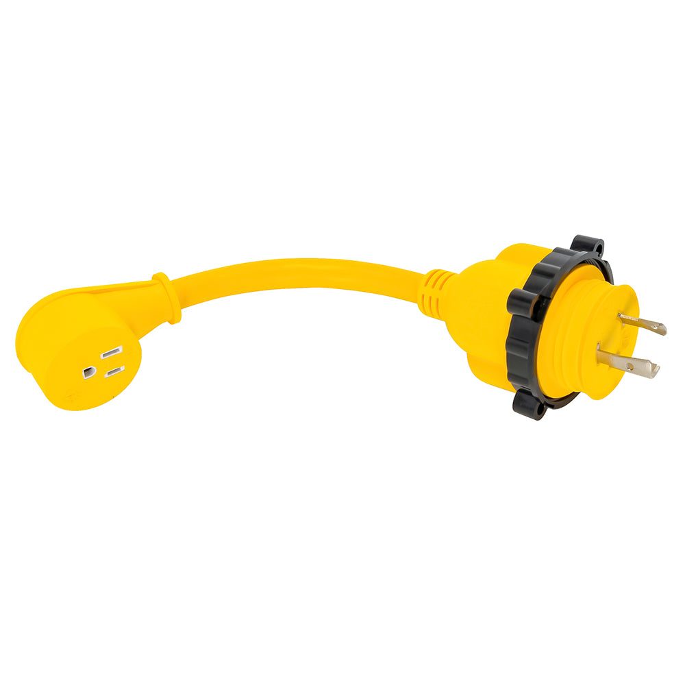 Camco 30AM/15AF Power Grip Marine 12in Dogbone - M-Locking/90F Adapter | SendIt Sailing