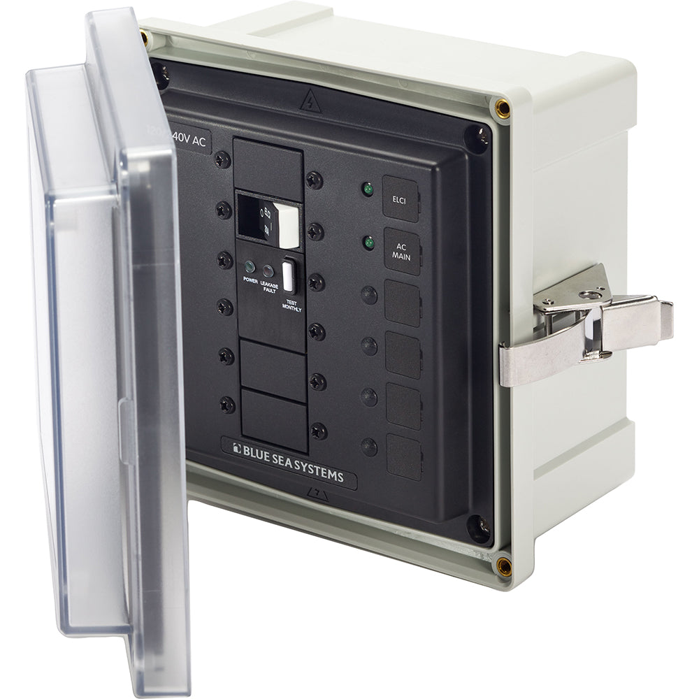 Blue Sea 3120 - SMS Panel Enclosure with ELCI Main (50A) and 2 Blanks - 240V | SendIt Sailing