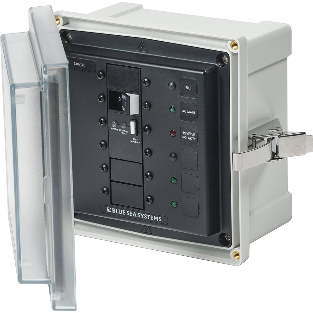 Blue Sea 3121 - SMS Panel Enclosure with ELCI (16A) &; 3 Blanks - 230V AC | SendIt Sailing
