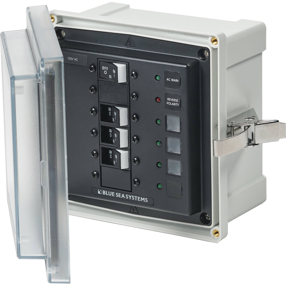 Blue Sea 3130 - SMS Panel Enclosure with Main &; 3 Branch (15A) - 120V AC | SendIt Sailing