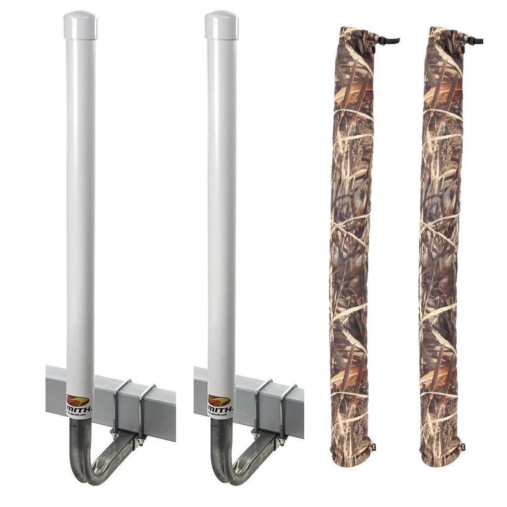 C.E. Smith PVC 40in Post Guide-On with Unlighted Posts with Camo Wet Lands Post Guide-On Pads | SendIt Sailing