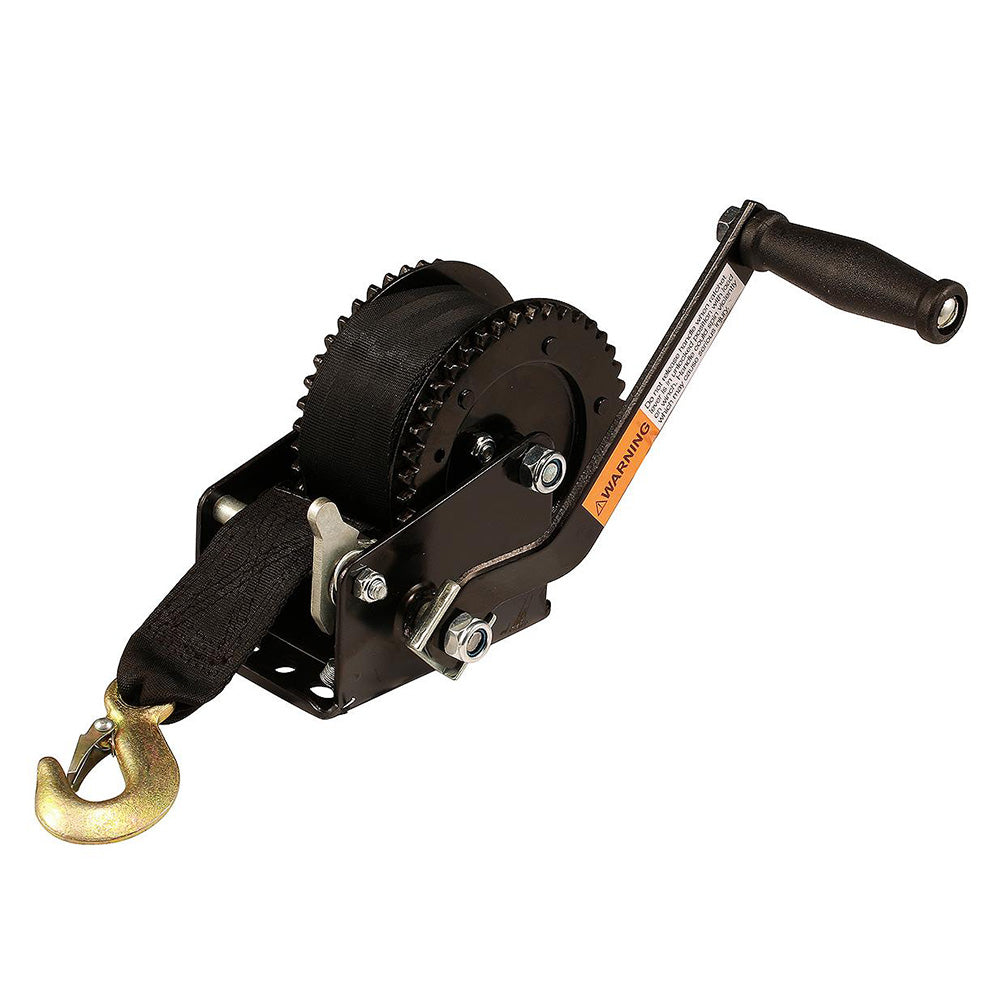 Attwood 2000 lb Dual Drive Winch - 2in x 20ft Nylon Strap | SendIt Sailing