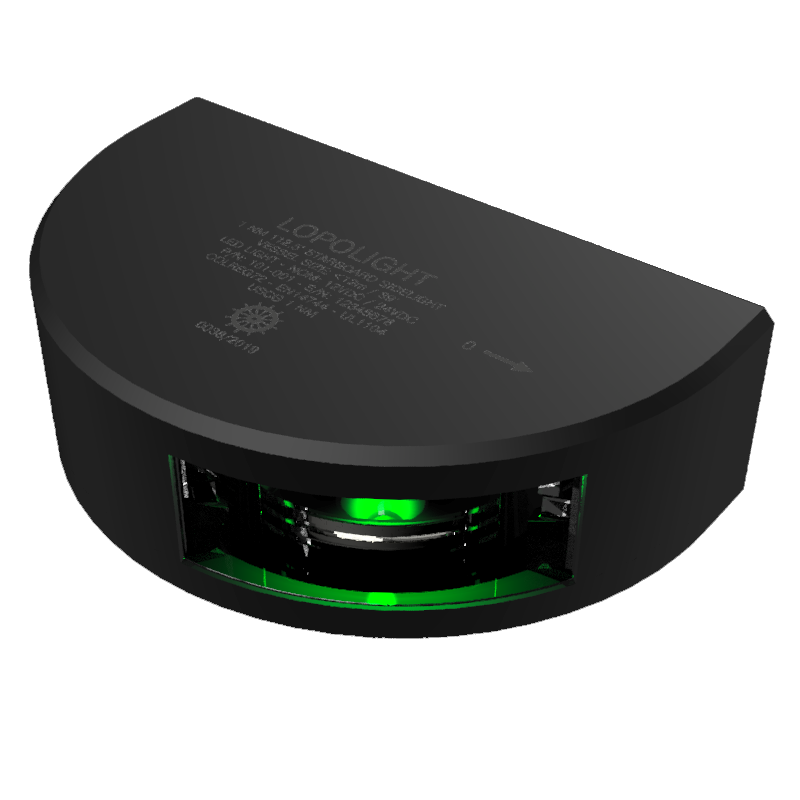 Lopolight 1nm Starboard Side Light Vertical Mount Green Black SUB | SendIt Sailing