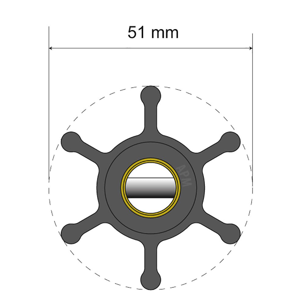 Albin Group Premium Impeller Kit - 51 x 22 x 12.7mm - 6 Blade - Pin Insert | SendIt Sailing