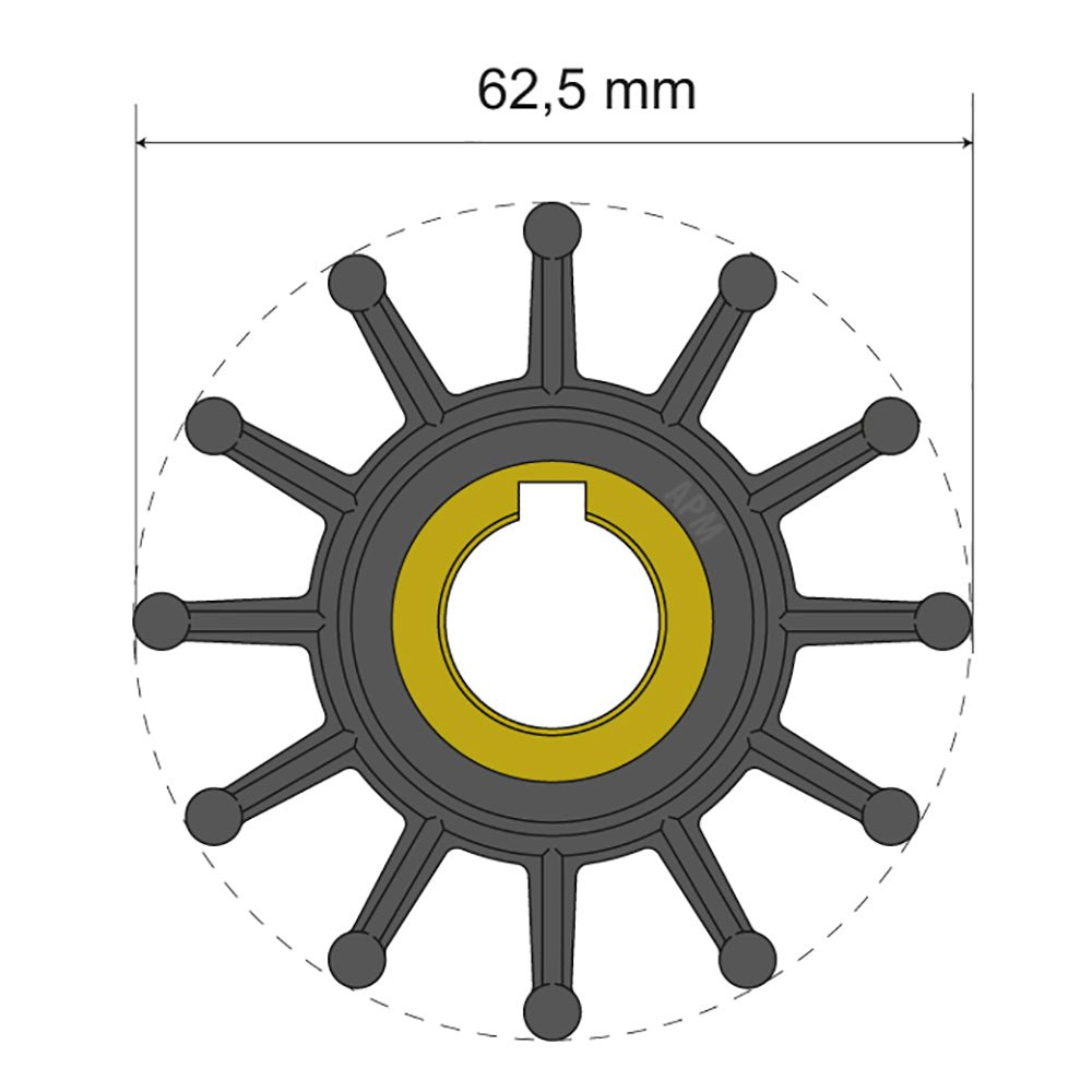Albin Group Premium Impeller Kit 62.5 x 16 x 32mm - 12 Blade - Key Insert | SendIt Sailing