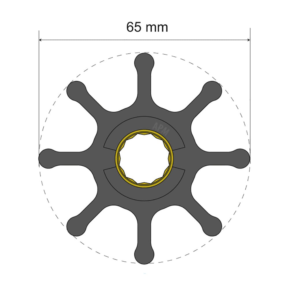 Albin Group Premium Impeller Kit 65 x 16 x 50mm - 8 Blade - Spline Insert | SendIt Sailing
