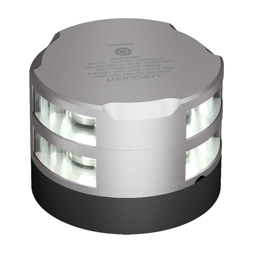 Lopolight 2nm Double Stacked Anchor Light Horizontal Mount White Silver | SendIt Sailing