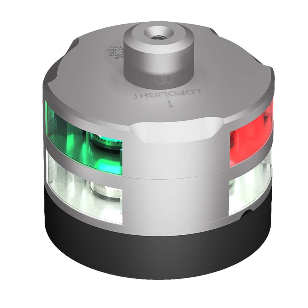 Lopolight 2nm Tri-Color Navigation/Anchor/Windex Light Horizontal Mount Silver | SendIt Sailing