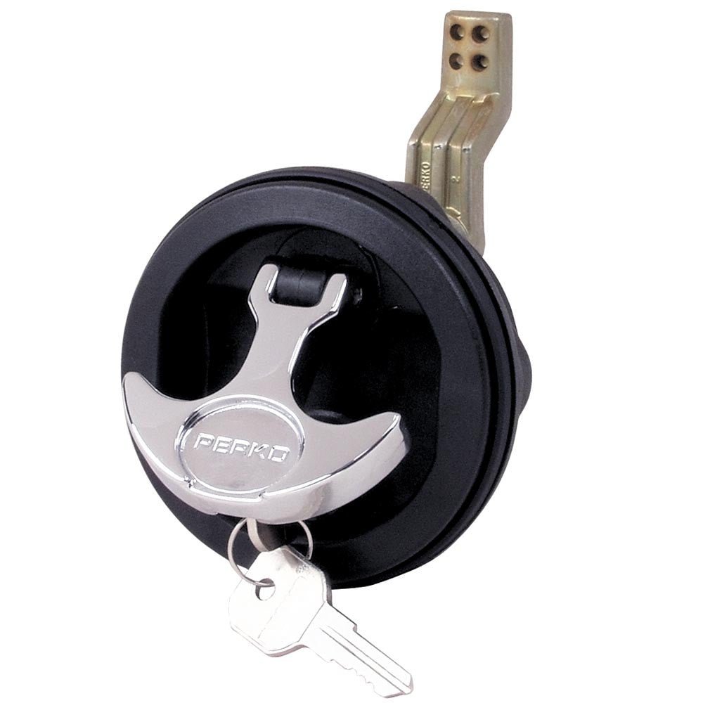 Perko Surface Mount & Latch - Black Body, Chrome Handle, Offset Cam Bar | SendIt Sailing