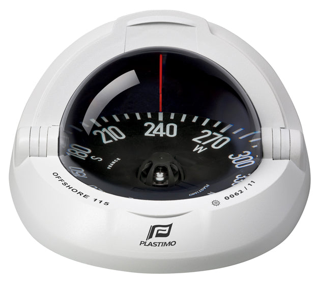 Plastimo Compass Offshore 115 White Flush Black Flat Card | SendIt Sailing