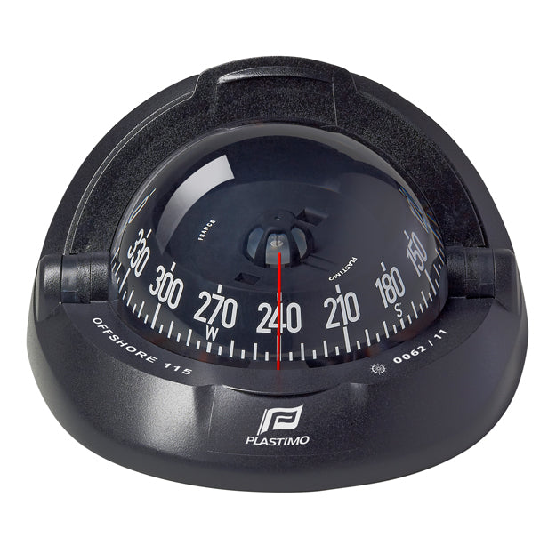 Plastimo Compass Offshore 115 Black Flush Black Conical Card | SendIt Sailing