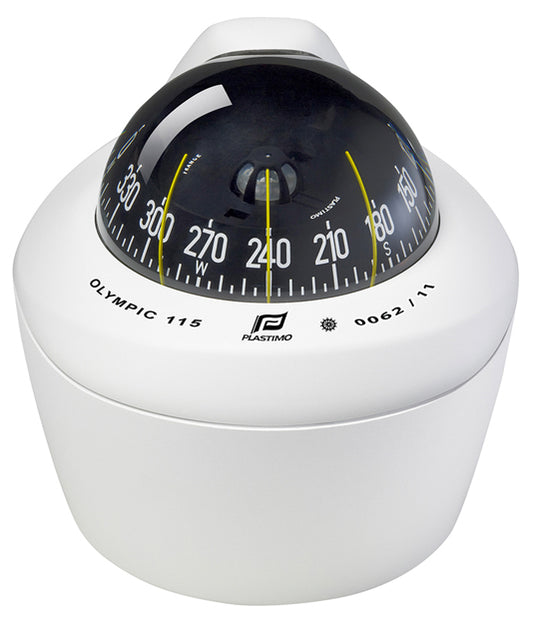Plastimo Compass Olympic 115 White Flush 45 Black Conical Card | SendIt Sailing