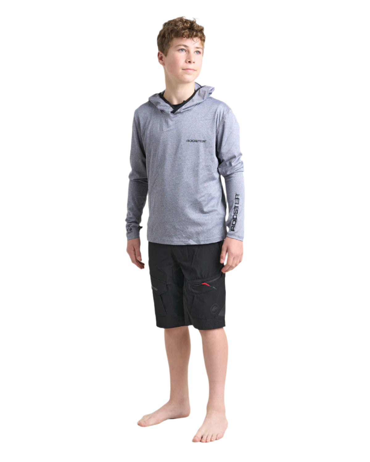 Rooster JUNIOR Hooded Quick Dry UVF 50+ Tech T-Shirt Long Sleeved
