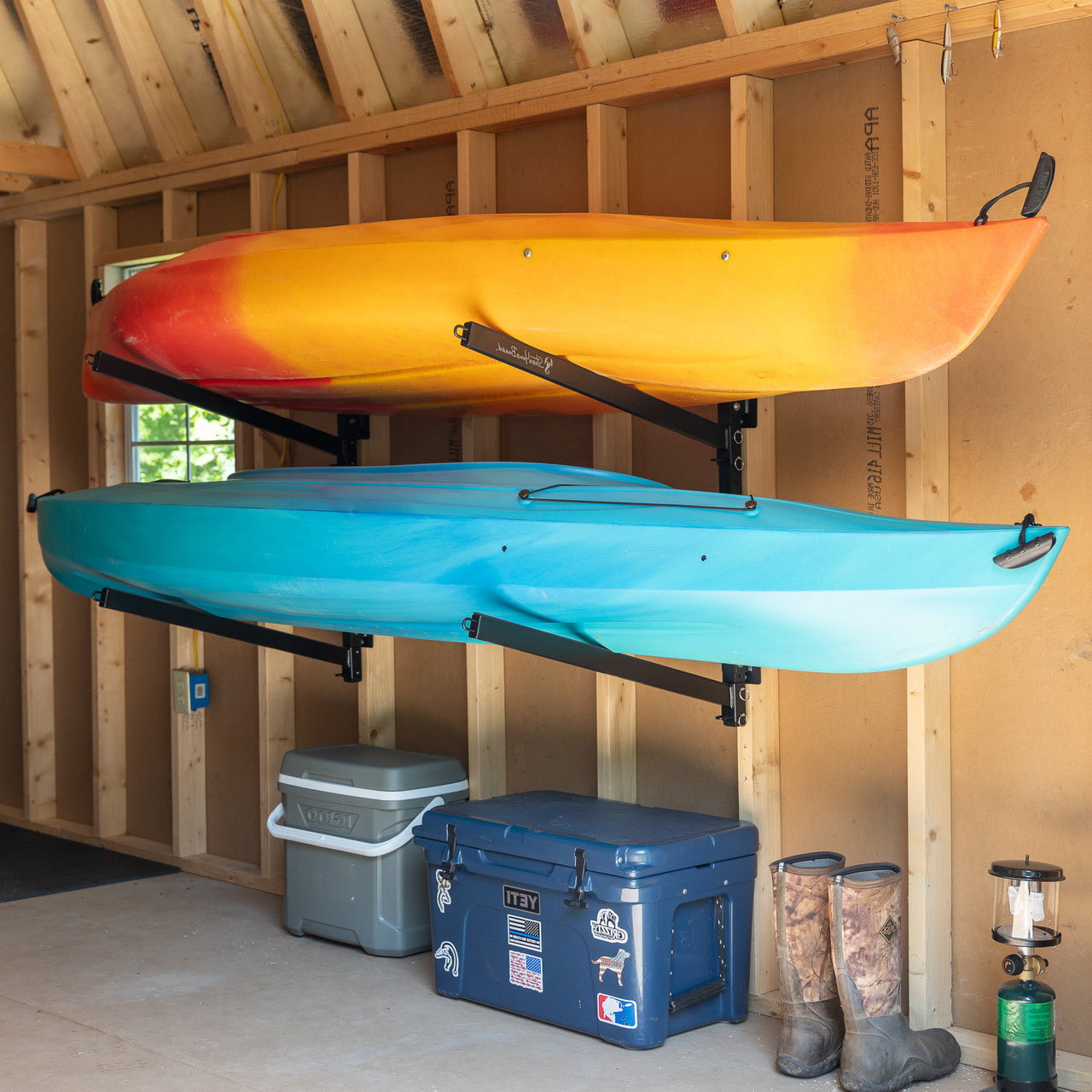 Wall Mounted Kayak Storage Rack | Indoor | 2 Levels | Adjustable
