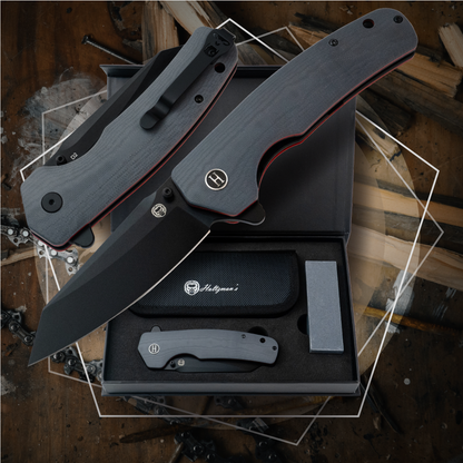 The Clip Point Folding Pocket Knife Giftset for Men and Women (Grey and Red)