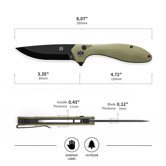 The Vector Folding Pocket Knife Giftset for Men and Women (Green and Black)