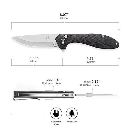 The Vector Folding Pocket Knife Giftset for Men and Women (Black and Silver)