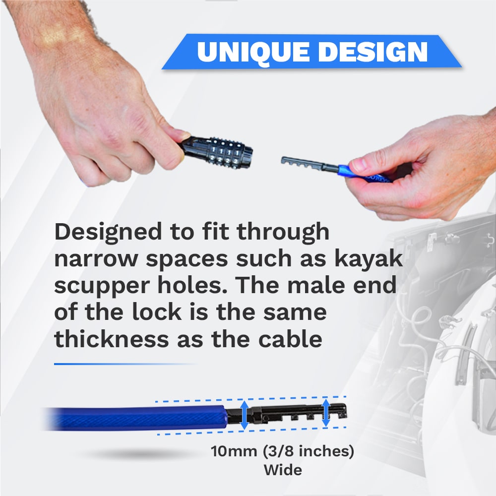 DocksLocks® Anti-Theft Weatherproof Straight Security Cable with Re-settable Combination Lock (5', 10', 15', 20' or 25') | SendIt Sailing