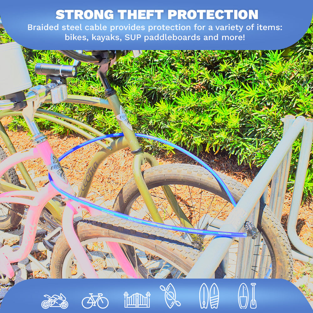 DocksLocks® Anti-Theft Weatherproof Straight Security Cable with Re-settable Combination Lock (5', 10', 15', 20' or 25') | SendIt Sailing