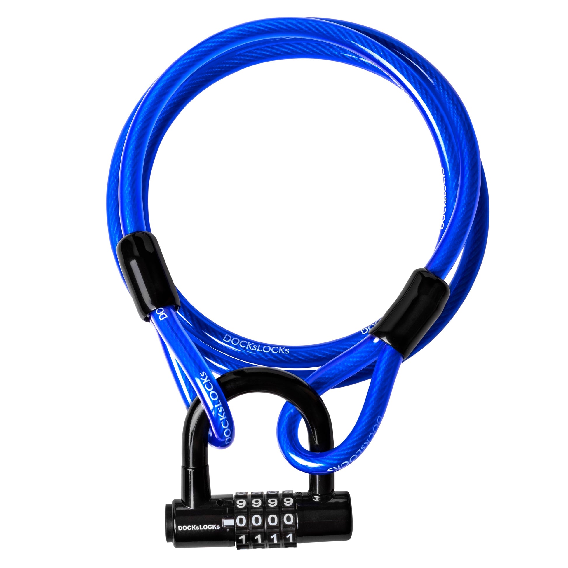 DocksLocks® Anti-Theft Weatherproof Straight Security Cable with Looped Ends and Short Shackle U-Lock (5', 10', 15', 20' or 25') | SendIt Sailing