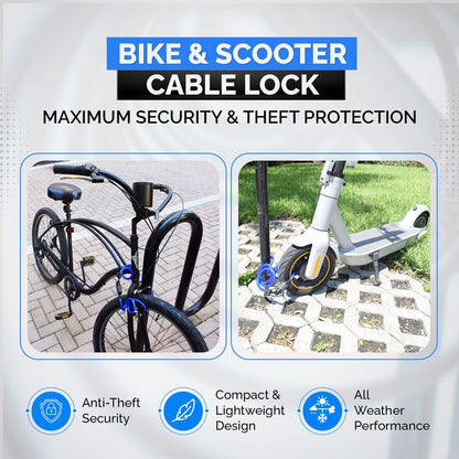 DocksLocks® Bike and Scooter Coiled Security Cable Lock with Resettable Combination and Mounting Bracket (4' or 6') | SendIt Sailing