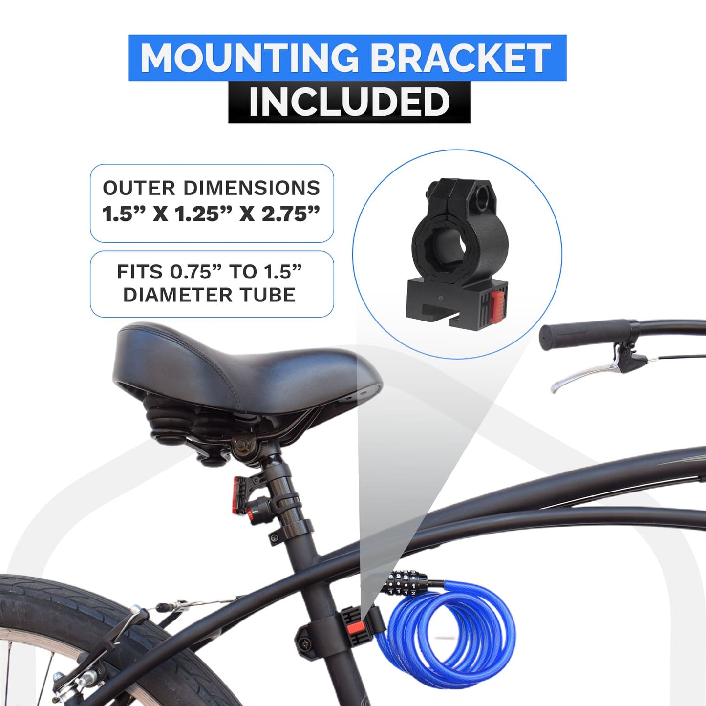 DocksLocks® Bike and Scooter Coiled Security Cable Lock with Resettable Combination and Mounting Bracket (4' or 6') | SendIt Sailing