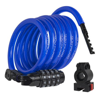 DocksLocks® Bike and Scooter Coiled Security Cable Lock with Resettable Combination and Mounting Bracket (4' or 6') | SendIt Sailing