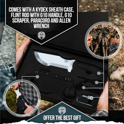 The Tracker D2 Steel Bushcraft Survival Knife Gift Set (Black and Orange)