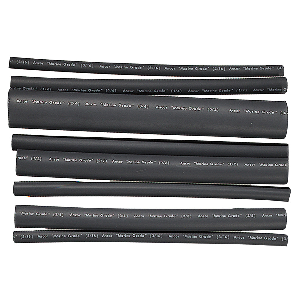 Ancor Adhesive Lined Heat Shrink Tubing - Assorted 8-Pack, 6in, 20-2/0 AWG, Black