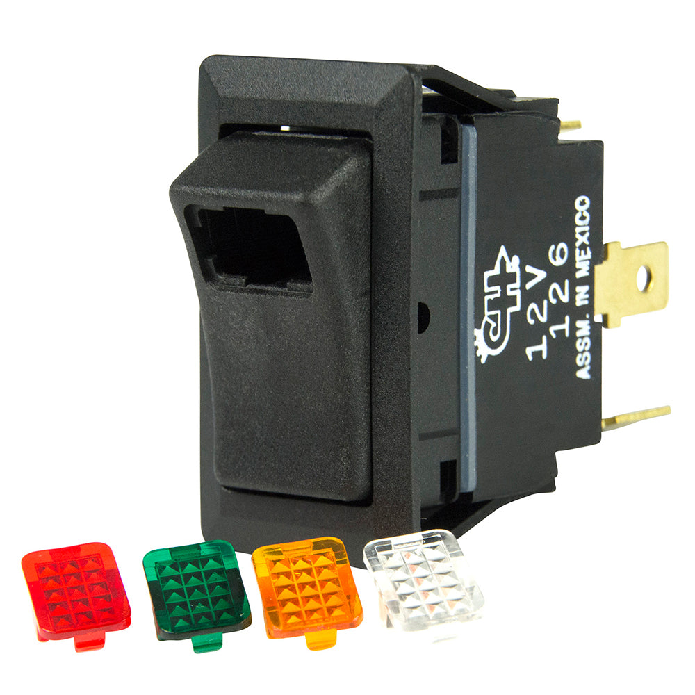 BEP SPST Rocker Switch - 1-LED with 4-Colored Covers - 12V/24V - ON/OFF