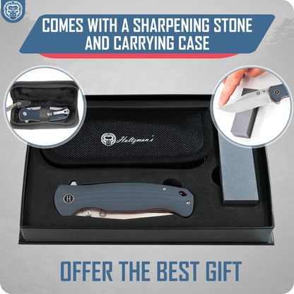 The Wrangler Folding Pocket Knife Giftset for Men and Women (Silver and Red)