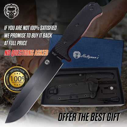 12.32" LAVALINE SURVIVAL KNIFE WITH FIXED 1095 HIGH CARBON STEEL BLADE