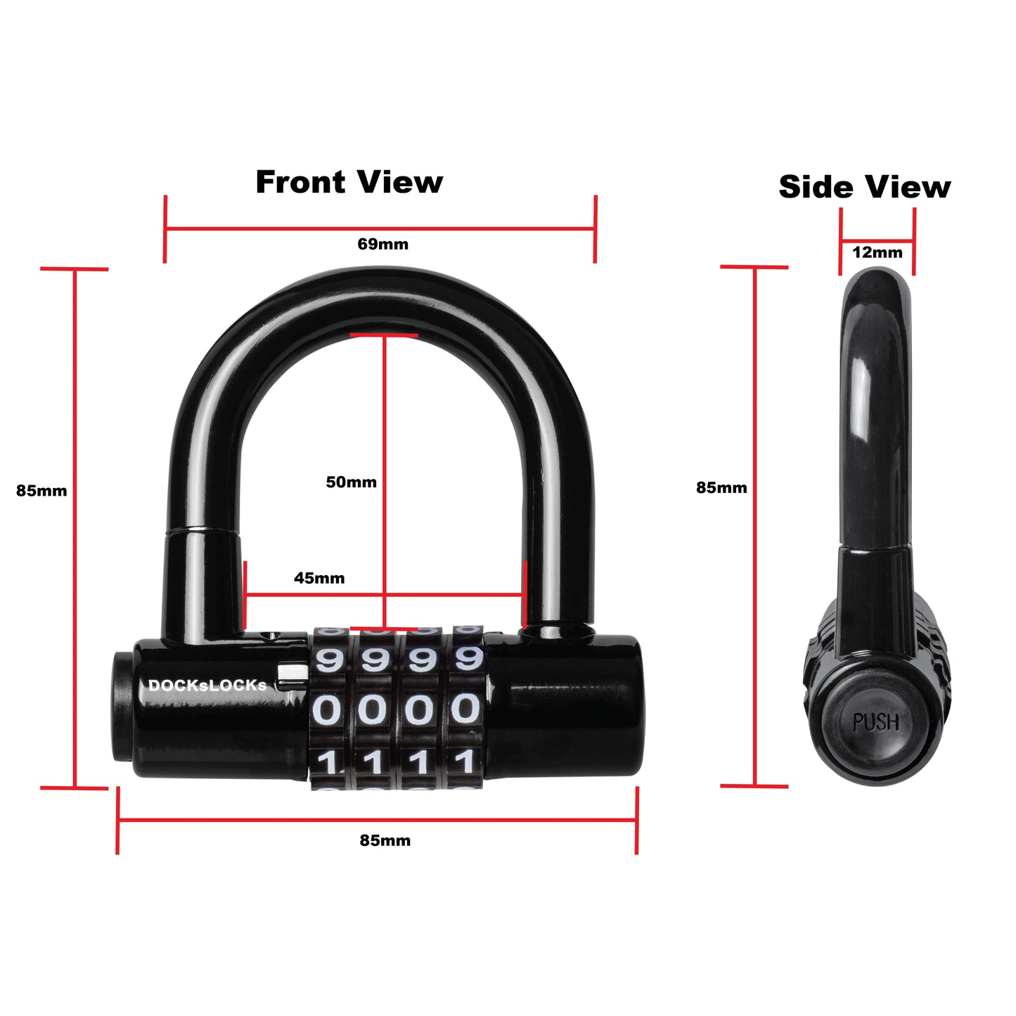 DocksLocks® Anti-Theft Weatherproof Straight Security Cable with Looped Ends and Short Shackle U-Lock (5', 10', 15', 20' or 25') | SendIt Sailing