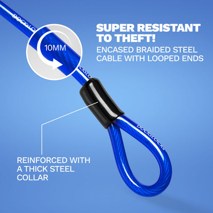 DocksLocks® Anti-Theft Weatherproof Straight Security Cable with Looped Ends (5', 10', 15', 20' or 25') | SendIt Sailing