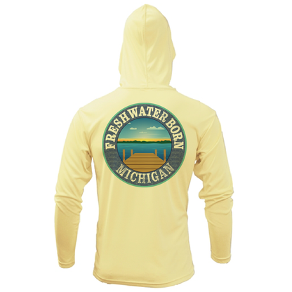 Michigan Freshwater Born Women's Linear Logo Long Sleeve UPF 50+ Dry-Fit Hoodie