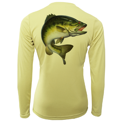 Michigan Freshwater Born Largemouth Bass Women's Long Sleeve UPF 50+ Dry-Fit Shirt