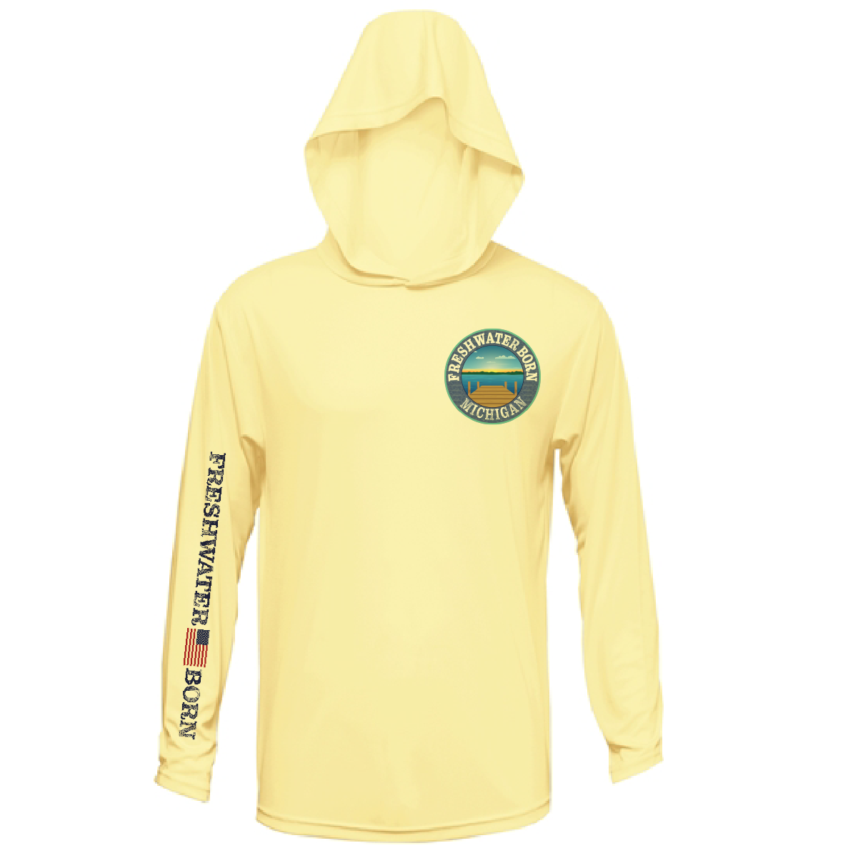 Michigan Freshwater Born Kraken Men's Long Sleeve UPF 50+ Dry-Fit Hoodie