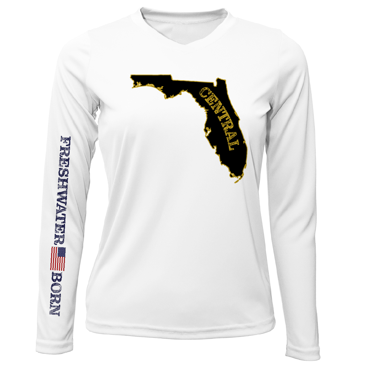 UCF Black and Gold Freshwater Born Women's LS UPF 50+ Dry-Fit Shirt