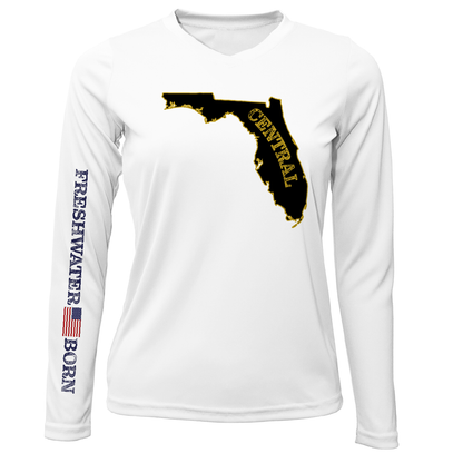 UCF Black and Gold Freshwater Born Women's LS UPF 50+ Dry-Fit Shirt