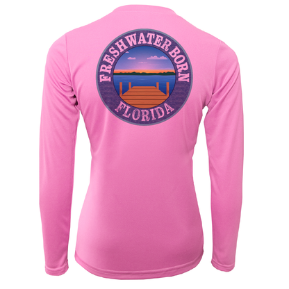 Miami Orange and Green Freshwater Born Women's Long Sleeve UPF 50+ Dry-Fit Shirt
