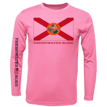 Florida Flag Freshwater Born Girl's Long Sleeve UPF 50+ Dry-Fit Shirt